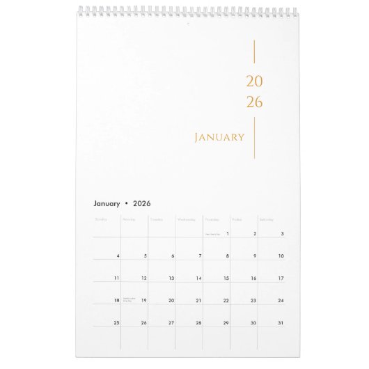 Minimalist Clean Design Kalender (Jan 2026)