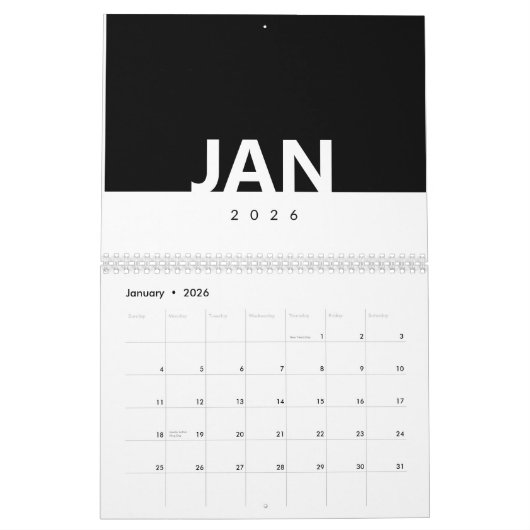 Minimalist Clean Modern Design Calendar Kalender (Jan 2026)