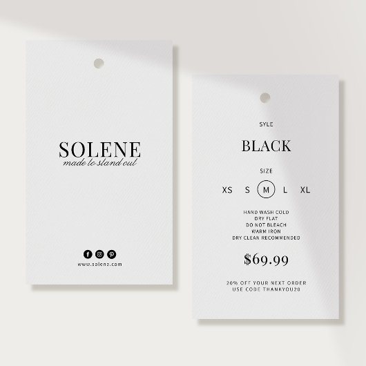 Minimalist Clothing Hang Tag Template Visitekaartje