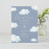 Minimalist Cloud Nine Baby Shower Party Kaart (Staand voorkant)