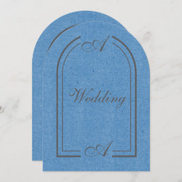 Minimalist Cobalt Blue and Gray Arch Wedding Kaart