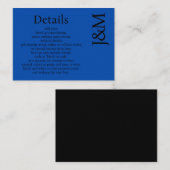 Minimalist Cobalt Blue Enclosure Details Card Informatiekaartje (Voorkant / Achterkant)