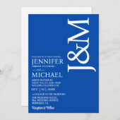 Minimalist Cobalt Blue Ocean Blue Wedding Kaart (Voorkant / Achterkant)