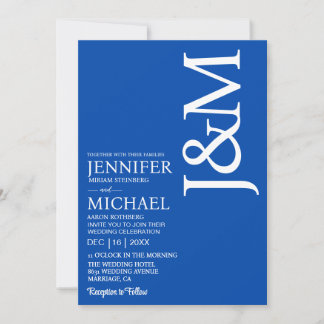 Minimalist Cobalt Blue Ocean Blue Wedding Kaart
