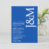 Minimalist Cobalt Blue Ocean Blue Wedding Kaart (Staand voorkant)