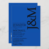 Minimalist Cobalt Blue QR Code on Back Wedding Kaart (Voorkant / Achterkant)