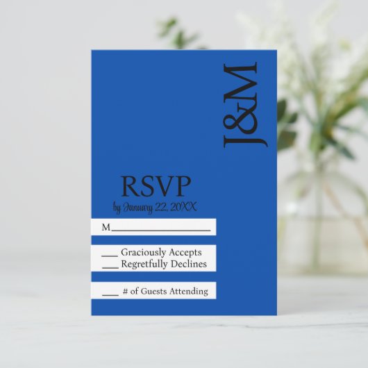 Minimalist Cobalt Blue RSVP card (Staand voorkant)