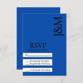 Minimalist Cobalt Blue RSVP card (Voorkant / Achterkant)