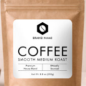 Minimalist Coffee Beans Pouch Jar Packaging Design Vierkante Sticker