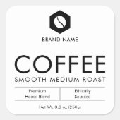 Minimalist Coffee Beans Pouch Jar Packaging Design Vierkante Sticker (Voorkant)
