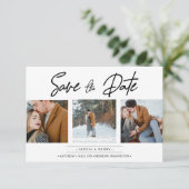 Minimalist Collage 3 Custom Photos Engaged Couple (Staand voorkant)