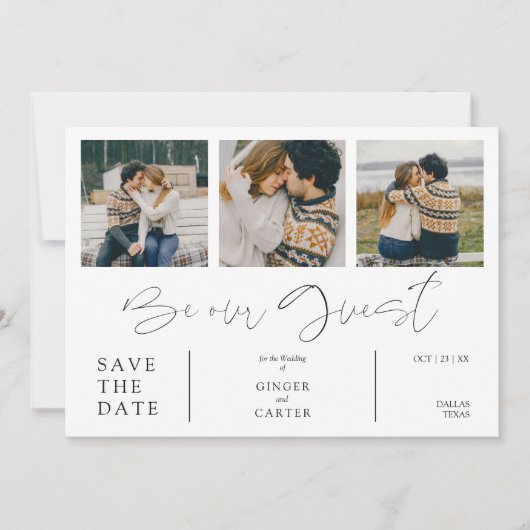 Minimalist Collage Be Our Guest 3 Photos Couple (Voorkant)