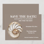 Minimalist Conch Shell Save The Date Card Kaart (Voorkant / Achterkant)