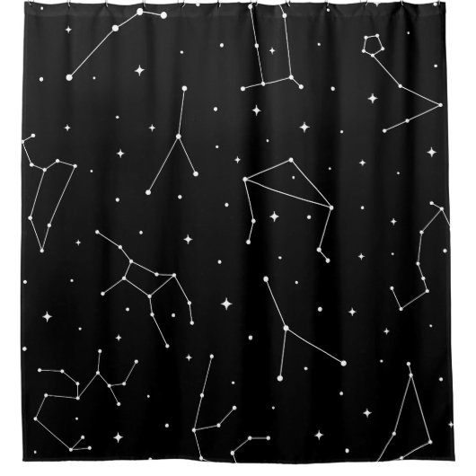 Minimalist Constellation Pattern in Black & White Douchegordijn (Voorkant)
