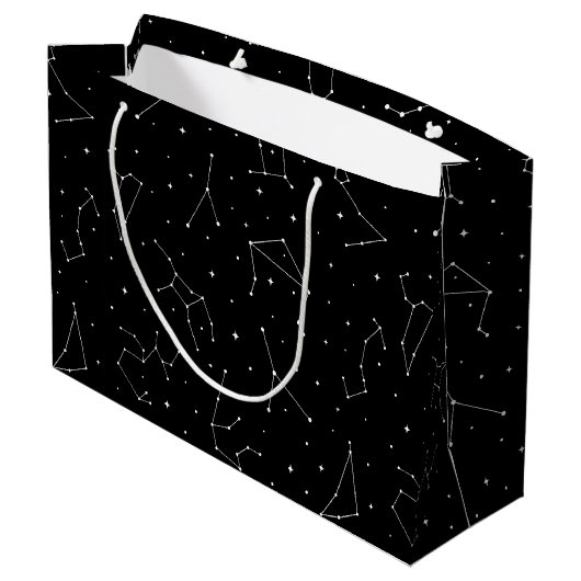 Minimalist Constellation Pattern in Black & White Groot Cadeauzakje (Achterkant Gekanteld)