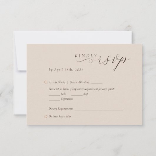 Minimalist Copper Desert Cocoa Script Wedding RSVP Kaartje (Achterkant)