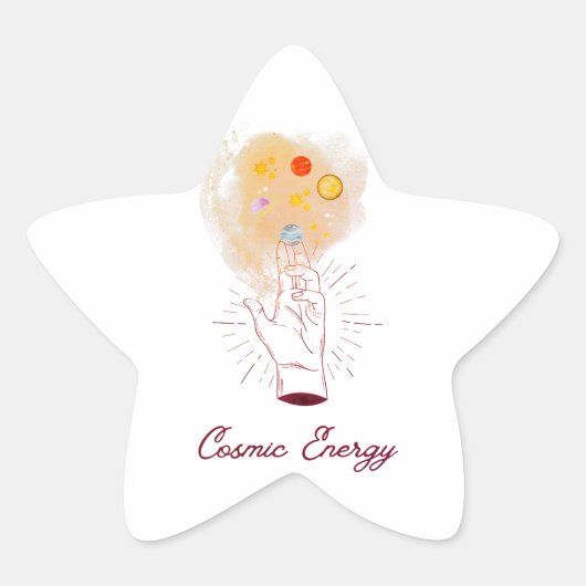 Minimalist Cosmic Hand Sticker - Celestial Line Ar (Voorkant)