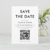 Minimalist Cotemporary QR Code Photo Wedding Save The Date (Staand voorkant)