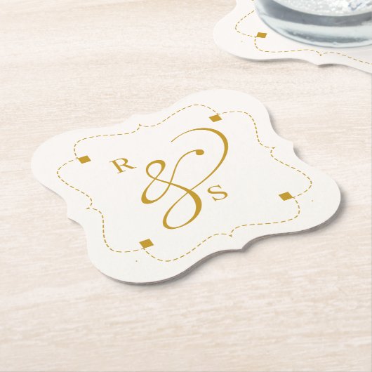 Minimalist Couple Monogram  Kartonnen Onderzetters (Gekanteld)