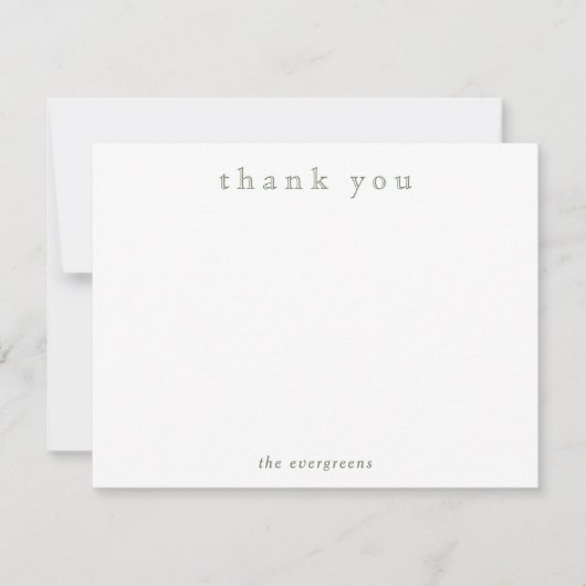 Minimalist Couples Family Sage Green Thank You  Notitiekaartje (Voorkant)