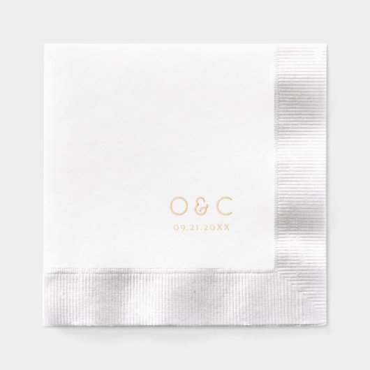Minimalist couples monogram retro wedding folie servetten (Voorkant)