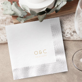 Minimalist couples monogram retro wedding folie servetten