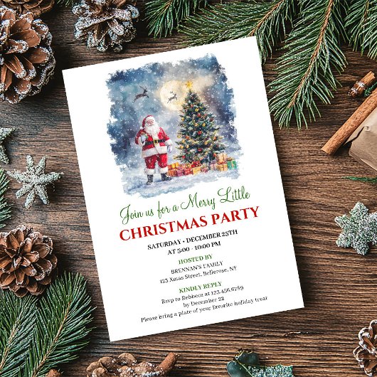 Minimalist Cozy Christmas Scene Digital Invitation Kaart