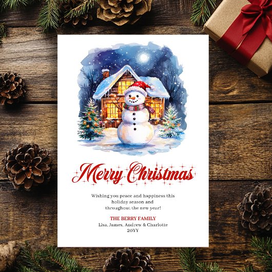 Minimalist Cozy Christmas Scene Greeting Card Feestdagenkaart