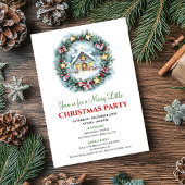 Minimalist Cozy Christmas Scene Holiday Invitation Kaart