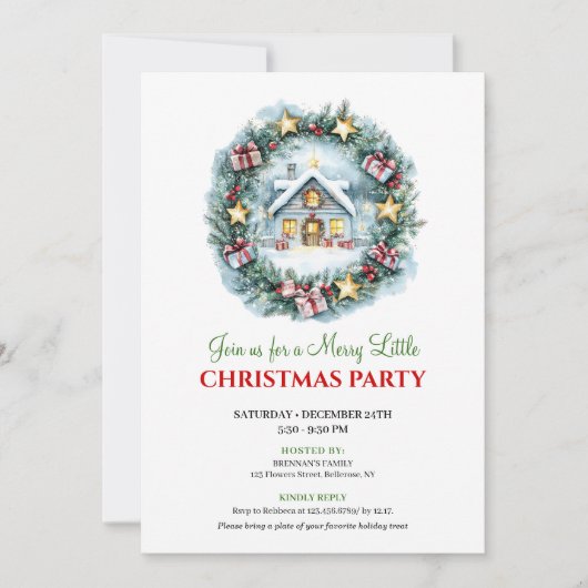 Minimalist Cozy Christmas Scene Holiday Invitation Kaart (Voorkant)