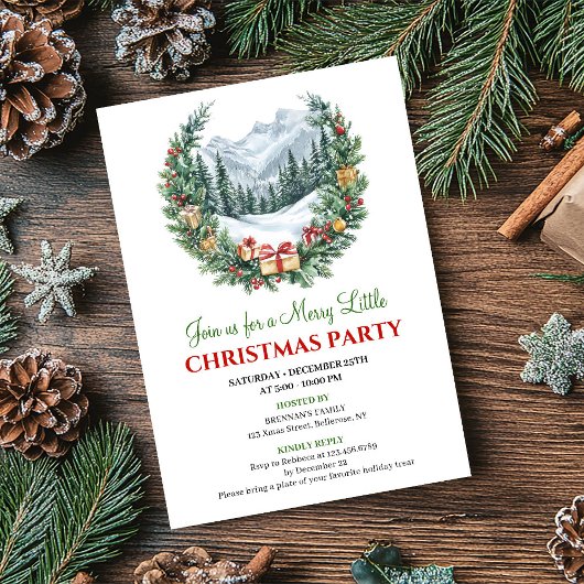 Minimalist Cozy Holiday Scene Editable Invitation Kaart