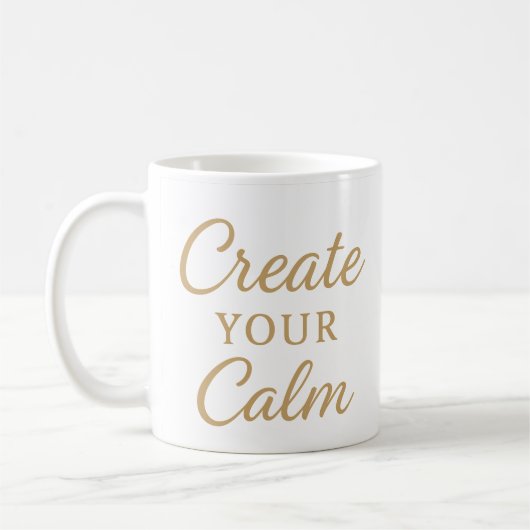 Minimalist Cozy Quote Mug – “Create Your Calm”  Koffiemok (Links)
