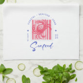 Minimalist Crab Seafood Beach Coastal  Theedoek (Gevouwen)