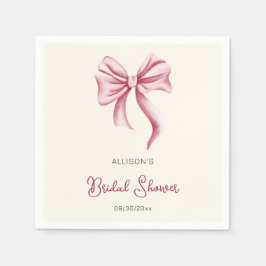 Minimalist Cream Blush Pink Bow Bridal Shower Servet