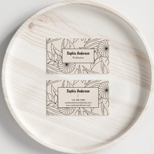 Minimalist Cream Floral Visitekaartje