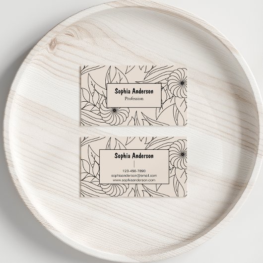 Minimalist Cream Floral Visitekaartje