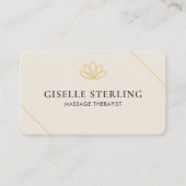 Minimalist Cream Lotus Massage Therapy Visitekaartje (Voorkant)
