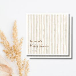 Minimalist Cream Vertical Stripe Rustic Baby Servet
