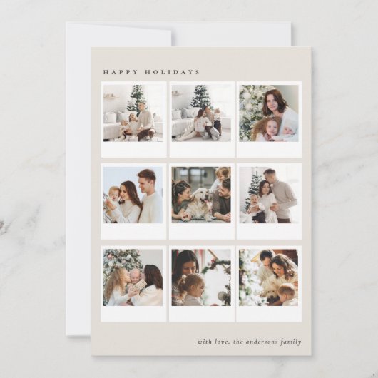 Minimalist Creamy Boho Photo collage Christmas Feestdagenkaart (Voorkant)