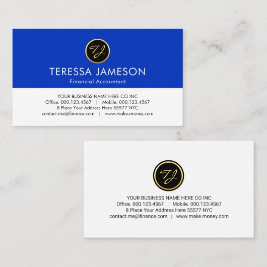 Minimalist Creative Create Your Monogram Visitekaartje (Voorkant / Achterkant)