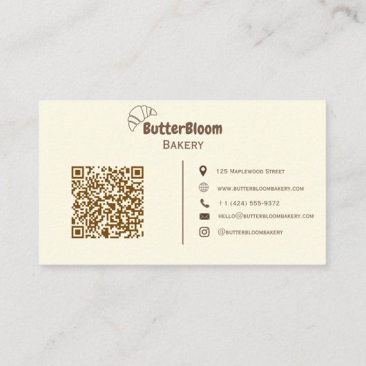 Minimalist Croissant Bakery Business Card Visitekaartje (Achterkant)