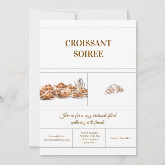 Minimalist Croissant Invitation Kaart (Voorkant)