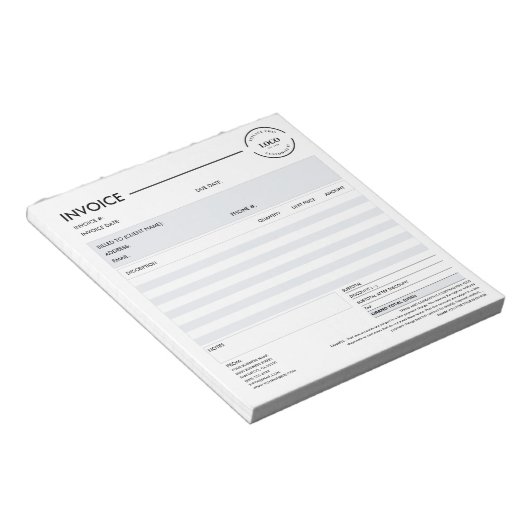 Minimalist Custom Business Invoice Sales Receipt Notitieblok (Schuin)