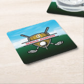 Minimalist Custom Elegant Golf Monogram Kartonnen Onderzetters (Schuin)