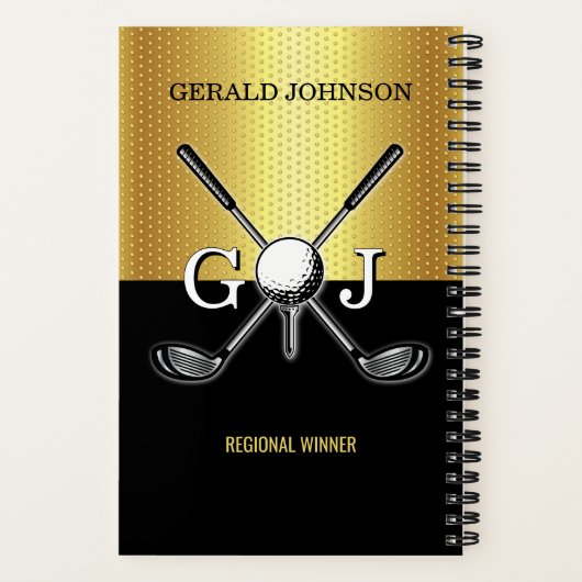 Minimalist Custom Elegant Golf Monogram Notebook Notitieboek (Achterkant)