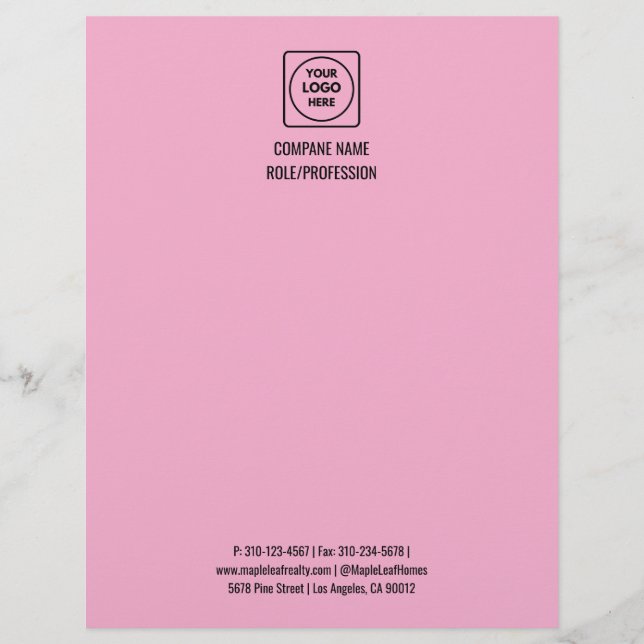 Minimalist Custom Logo Text Professional  Briefhoofd (Voorkant)