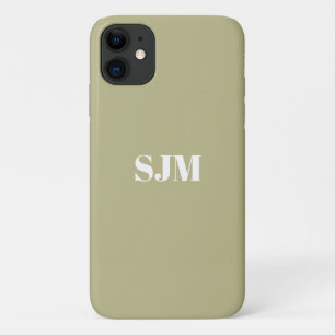 Minimalist Custom monogram naam sage groen wit Case-Mate iPhone Case