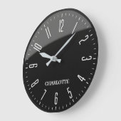 Minimalist Custom Name Office Modern Black Grote Klok (Hoek)