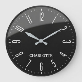 Minimalist Custom Name Office Modern Black Grote Klok