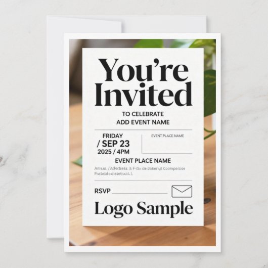 Minimalist Customizable Invitation – Clean Typogra Kaart (Voorkant)